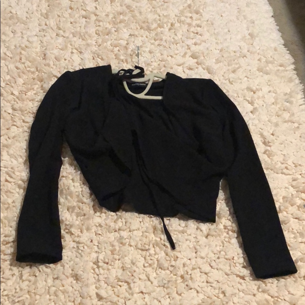 American apparel black crop wrap top